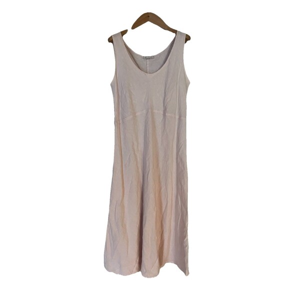 Cut Loose 100% Linen Tank Midi Dress SZ L Sleeveless Scoop Neck Pastel Pale Pink - Picture 1 of 10